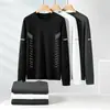 Camiseta de Manga Larga para Hombre Destacada para Primavera y Otoño, Cuello Redondo Casual, Corte Holgado, Transpirable, Versátil, Camiseta Base Delgada