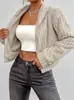 Exportación Transfronteriza Europea y Americana Ropa de Mujer Elegante Casual Cremallera Corta con Capucha de Felpa Chaqueta Cardigan Chaqueta Sudadera de Piel