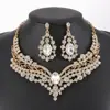 Collar y Pendientes de Joyería de Comercio Exterior Europeo y Americano Set de Accesorios de Novia Cadena de Clavícula en Forma de V para Actuación en Vivo
