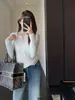 Solo cómpralo sin pensarlo~ Cuello Henley a la moda, estilo casual, adelgazante, con media botonadura, camiseta versátil de manga larga para mujer, nueva para otoño e invierno