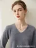 Nuevo Suéter de Punto de Cuello V 100% Cachemira Pura Otoño/Invierno para Mujer, Ajuste Holgado Camisa Base de Punto Versátil