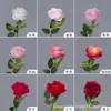Flor Artificial Rosa Redonda de Cabeça Única Rosa de Seda Adereços para Cenário de Casamento Decoração de Vitrine de Shopping Entrega Direta da Fábrica