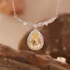 Colar com Pingente de Citrino, Ametista e Topázio Naturais em Formato de Gota para Mulheres Joias Cor Prata S925 Transmissão Ao Vivo Novo Estilo