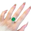 Anillo de Calcedonia Verde Natural para Mujer Anillo para Mujer con Incrustaciones de Huevo de Paloma Verde Anillo de Ágata Blanca Viva Rosa para Mujer Estilo Chino
