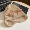 Gorro de Punto con Borde Enrollado y Letras Estilo Coreano para Mujer, Delgado de Primavera/Verano de Alta Calidad tipo Slouchy, Circunferencia de Cabeza Grande Hace que la Cara se Vea Más Pequeña, Gorro para Cubrir la Cabeza