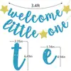 Guirnalda de letras con purpurina dorada transfronteriza con diseño de pentagrama para decoración de pared de baby shower y accesorios para fotos