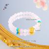 El color a largo plazo no se desvanece Pulsera de cristal rosa melocotón con transferencia de oro de Vietnam Nueva pulsera de cuentas redondas de transferencia china con cuentas