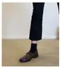 Mocasines retro franceses de piel para mujer, zapatos Mary Jane sin cordones con una sola tira, adecuados para ir al trabajo, con tacones gruesos, zapatos pequeños de piel versátiles