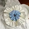 Anillo para el Cabello de Satén Azul a Rayas Tamaño Grande Intestino Grueso Accesorios para el Cabello de Niña Dulce Princesa Nueva Colección de Primavera Accesorios para la Cabeza Versátiles