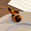 Anillos Geométricos Irregulares Estilo Maillard de Acrílico en Color Café Europeos y Americanos para Mujer, Joyería Transfronteriza Abierta con Estampado de Leopardo