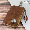 Bolsa para Llaves, Tarjetero, Billetera para Monedas, Bolsa Multifuncional para Llaves, Bolsa de Almacenamiento de Cuero Curtido Vegetal Pintado Hecho a Mano Europeo, Americano y Japonés