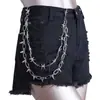 Corrente de Cintura de Caveira Punk Metal Hip-Hop Corrente de Camada Múltipla Corrente Decorativa para Calças Estilo Europeu e Americano Personalizada Tendência Legal Corrente de Calça de Caveira