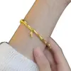 Pulsera de Oro Arena Vietnamita Chapada en Oro Estilo Fa Antiguo Hoja de Bambú Marea Nacional Little Red Book Tono Vibrante Misma Pulsera de Herencia de Bambú
