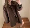 Gabardina de longitud media con solapa estilo coreano y textura 'Notting Hill Street Corner' para mujer, chaqueta de otoño de un solo botón 95827