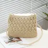 Bolso Tejido de Cuerda de Papel Estilo Coreano Ins, Bolso Cruzado Tejido Hueco Estilo Artístico, Bolso de Mano Tejido Hueco Simple de Nicho