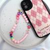 Nuevo cordón acrílico de goma suave para teléfono móvil con cuentas, costura de color, arcilla polimérica suave, estilo ins, color caramelo coreano, corto