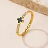 Anillo de Acero de Titanio Estilo Coreano Estilo Ins Trébol de Cuatro Hojas para Mujer Sin Color Lujo Ligero Anillo de Nicho