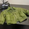 Chaquetas de Cuero para Niños y Niñas Primavera y Otoño 2026 Estilo Coreano Casual Bordadas con Oso Chaquetas de Cuero para Niños y Niñas