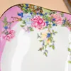 Plato Cuadrado de Cerámica Estilo Chino Nuevo Jingdezhen, Plato para Comida con Flor de Peonía Esmaltada, Plato Cuadrado, Plato con Forma Especial