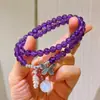 Pulsera de Plata 925 de 6mm de Amatista Natural Uruguaya Púrpura Real Vítrea de Círculos Múltiples