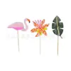 Flor de Hoja Niños Adultos Fiesta de Cumpleaños Horneado Decoración de Pastel Letrero Tarjeta Inserto de Fruta Paquete de 15