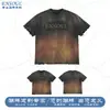 Camiseta de Manga Corta Degradada Desgastada de Suministro Directo Transfronterizo, Camiseta Vintage para Hombre con Estampado de Borde Deshilachado, Camiseta de Algodón Puro de Alto Gramaje
