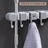 Soporte fuerte para mopa de pared, gancho para mopa sin taladro para baño, gancho adhesivo para mopa, clip para mopa, estante para mopa