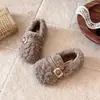 Zapatos de Peluche para Niñas 2026 Otoño/Invierno Nuevo Estilo Zapatos de Algodón de Princesa para Niñas Pequeñas Doble Capa de Algodón con Borrego Mocasines para Bebé