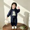 Conjunto Menina Comércio Exterior 2026 Novo Estilo Coreano Celebridade da Internet Infantil Moletom Casual Estiloso Calça Jogger Conjunto de Duas Peças da Moda