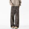 Pantalones de pana para hombre, primavera y otoño, retro americano, de alta gama, tie-dye, pantalones casuales, pantalones deportivos rectos holgados para hombre
