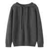 Suéter de Cashmere Feminino Cashmere Puro Novo Mais Fácil de Combinar Cor Sólida Pulôver com Capuz Solto Casual Tricotado Suéter Quente