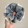 Goma para el pelo vintage de encaje floral estilo francés para mujer, Accesorio para el pelo versátil de estilo perezoso de alta gama, para moño