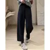 Pantalones Casuales Rectos de Lana para Mujer Talla Grande Estilo Otoño Chica Gordita mm Sueltos Adelgazantes Tipo Pera Pantalones Harem de Pierna Ancha