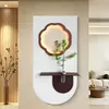 Pintura decorativa de vestíbulo de estilo medieval con luces LED, estante creativo para arreglos florales y arte de pared para sala de estar y pasillo