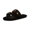 Pantuflas de exterior tipo slip-on de moda con estampado de leopardo para otoño e invierno, con pedrería y pelo, nuevo modelo 2026, pantuflas planas de felpa de moda