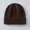 Chapéu 100% caxemira pura, chapéu de tricô para outono e inverno, gorro estiloso, chapéu quente que cobre as orelhas, chapéu para clima frio, chapéu masculino de topo redondo