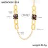Corrente de suéter quadrada grande com estampa de leopardo em acrílico fashion Sugar, acessórios de colar em aço inoxidável banhado a ouro 18K para outono e inverno, feminino