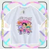 Kpop Demon Hunters Sajia Boys Grupo Femenino Demon Hunter Camiseta Casual de Manga Corta Hombros Descubiertos para Niños y Niñas Moderna