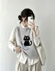 Novo Colete de Tricô Bordado Gato Estilo Coreano Outono/Inverno 2026 para Mulheres, Colete Suéter sem Mangas Gola Redonda, Camisa para Usar por Cima
