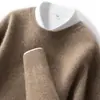 Suéter de Cachemira Baicai de Terciopelo con Cuello Redondo Bajo para Hombre, Jersey de Punto Casual de Negocios, Capa Base de Punto, Suéter Nuevo de Lana Otoño Invierno