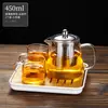 Bule de Vidro com Alça Lateral para Infusão de Chá Doméstico Espessado Resistente a Altas Temperaturas Bule Chaleira Bule para Ferver conjunto Conjunto de Chá Artesanal