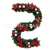 Decoração de Natal Transfronteiriça Zonghong Rattan de Natal com Agulhas de Pinheiro de PVC Misturadas com Bolas Brancas e Flores Vermelhas 1,8m / 2,7m
