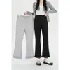 Pantalones de maternidad para otoño e invierno, nuevo estilo cómodo sin soporte para el vientre, con ribete de encaje en el bajo, pantalones de maternidad casuales de cintura alta con cordón, adelgazantes