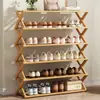 Sapateira Simples de Bambu para Uso Interno, Multicamadas, Adequada para Dormitórios Pequenos, Sapateira Dobrável para Entrada de Casa, Modelo Novo