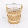 Maceta Tejida de Paja Nórdica Cesta de Flores Mimbre Tejido de Ratán Portátil Tejido Creativo Maceta para Potos Arreglo Floral Planta Verde Maceta Pastoral Decoración del Hogar