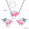 Conjunto Popular Transfronterizo de Pendientes y Collar de Esmalte de Elefante Rosa Ins Dibujos Animados Lindos Accesorios Joyería de Acero Inoxidable para Mujeres