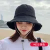 Sombrero de Pescador para Mujer Verano Mezclilla Lavable Borde Crudo Desgastado Estilo Coreano Moderno Favorecedor para la Cara Cara Redonda Pequeña Sombrero de Sol Adecuado