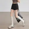 Verano 2026 Nuevos Shorts de Fitness para Yoga con Cordón de Cintura Alta Ajustados Pantalones Deportivos de Running para Yoga para Mujer de Tres Cuartos