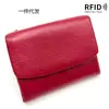 Moda Europea y Americana de Gama Alta Cartera Corta para Mujer Textura de Piel de Vaca de Primera Capa Bolso de Mano de Gran Capacidad Plegable Triple Dinero para Mujer