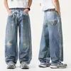 Jeans rotos estilo high street americano para hombre, nuevos y modernos para el otoño de 2026, pantalones holgados rectos de pierna ancha